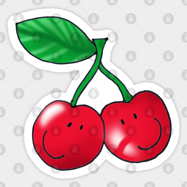 cute red cherry Sticker by cartoonygifts